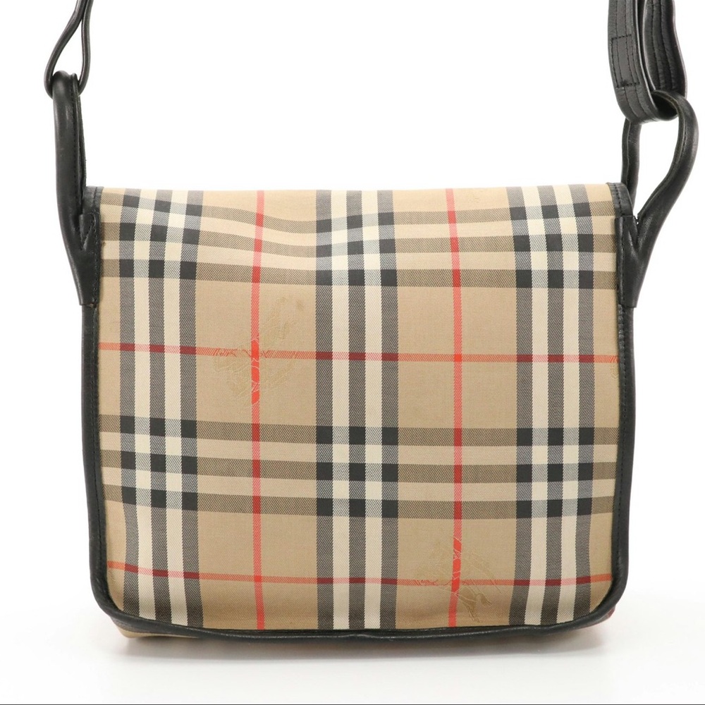 Burberry Tan and Black Messenger Bag with Iconic Check Pattern - Picture 5 of 9